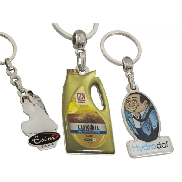 Custom Cut Metal Keychain with Dome Label – Premium 3D anh 367