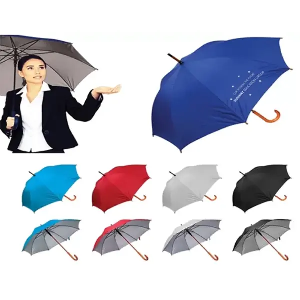 Wooden Handle Umbrella – Fiberglass Unbreakable Promotional Umbrella BSM 8765
