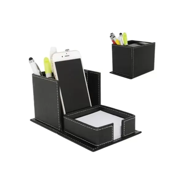 Faux Leather Desk Organizer – With Business Card Holder & Memo Note Pad MS 4518