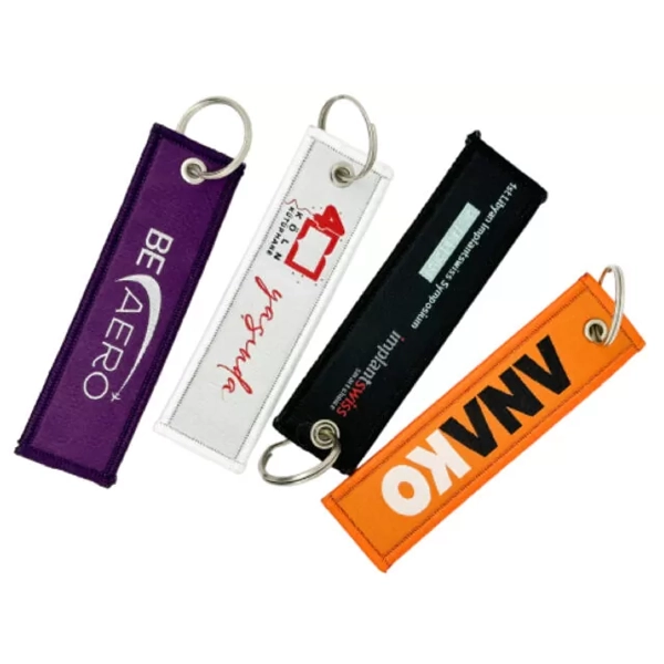 Woven Fabric Keychain – Logo Printed Promotional Key Tag anh 321
