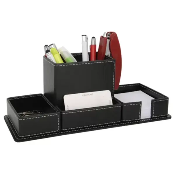 Faux Leather Pen Holder – Business Card Slot MS 4517