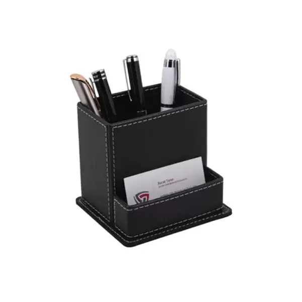 Faux Leather Pen Holder – Business Card Compartment MS 4512